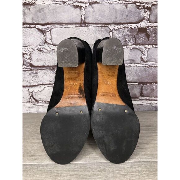 Jil Sander Black Suede Leather Pull On Heel Booties Boots Women Sz 35.5EU/5M US - Picture 15 of 16